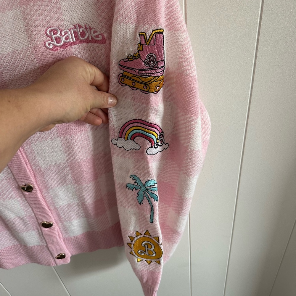 Hot Topic Barbie The Movie Pink Sweater S/M - Picture 4 of 6
